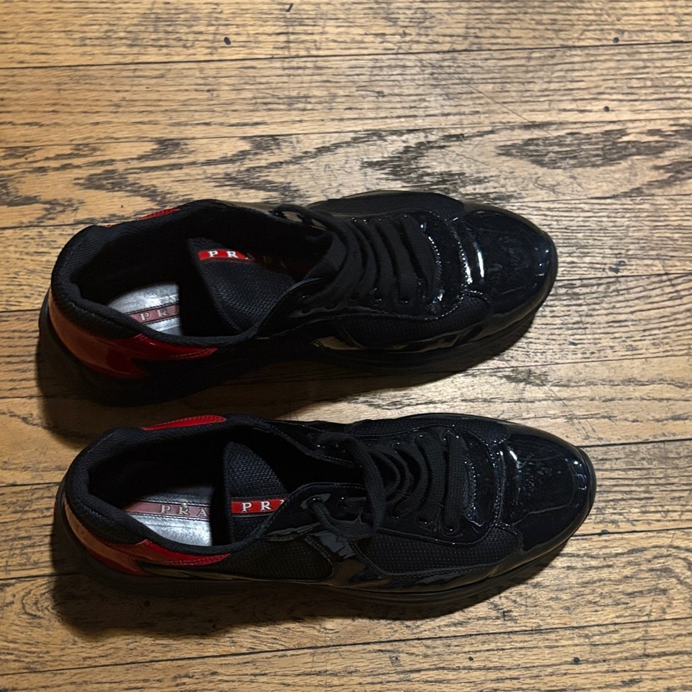 Prada Men's Sneakers in Black and Red